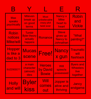 STRANGER THINGS 5 Bingo Card