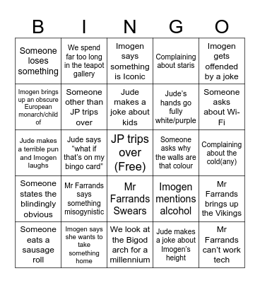Castle Trip Bingo Card
