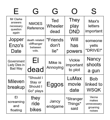Stranger Things S5 Family Bingo Card
