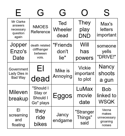 Stranger Things S5 Family Bingo Card