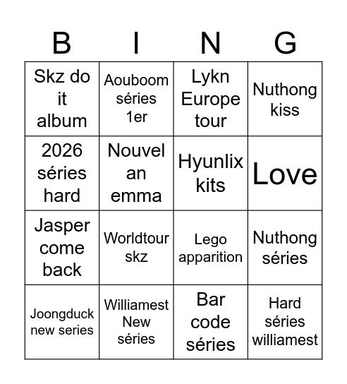 Gmmtv 2026 Bingo Card
