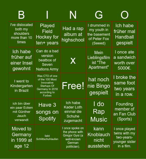Employee Bingo Card