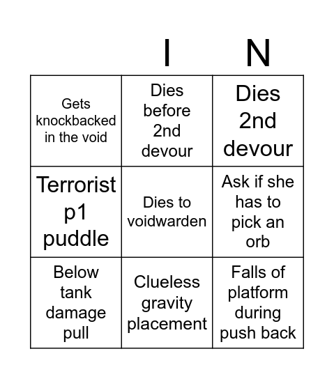 Gala Dimensius Bingo Card