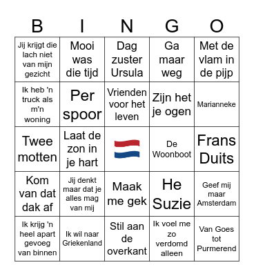 Muziekbingo Youri november 2025 Bingo Card