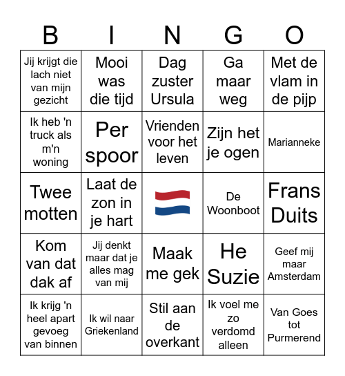Muziekbingo Youri november 2025 Bingo Card