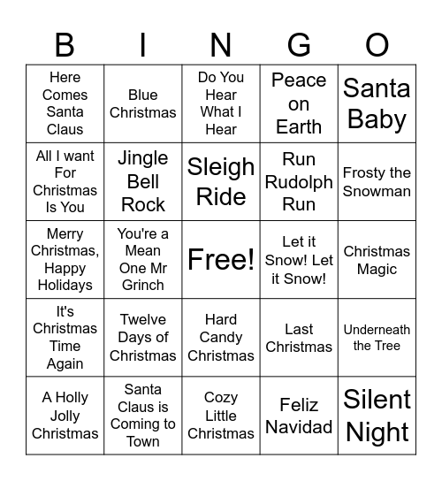 It's Christmas Time Bingo Card