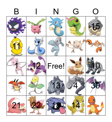Pokemon Bingo Card