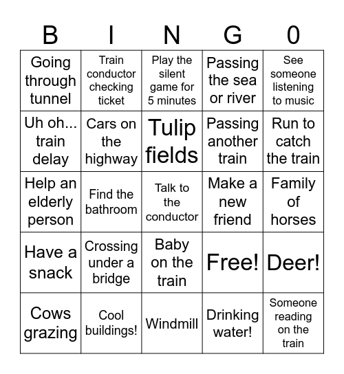 Train Scenery Bingo Card