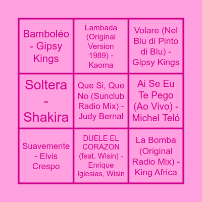 Curieus Music Bingo Card