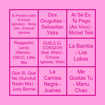 Curieus Music Bingo Card