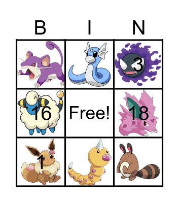 Pokemon Bingo Card
