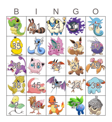 Pokemon Bingo Card