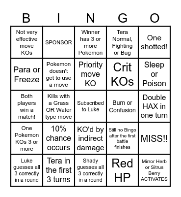 Then we fight bingo Luke Silhouettes Bingo Card