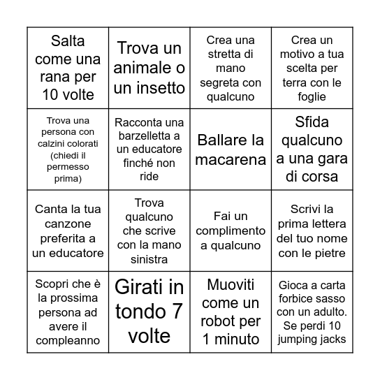 CAPRAZZURRA BINGO Card