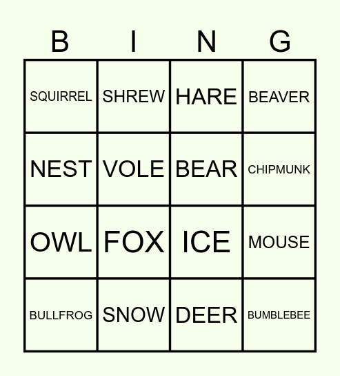 Untitled Bingo Card