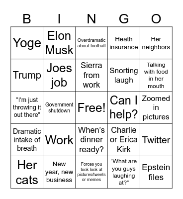 2nd Annual Thanksgiving Bingo Card
