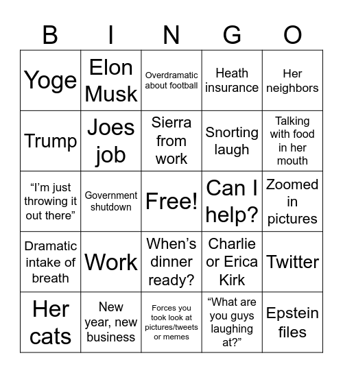 2nd Annual Thanksgiving Bingo Card