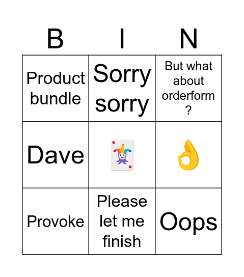 DC Bingo Card