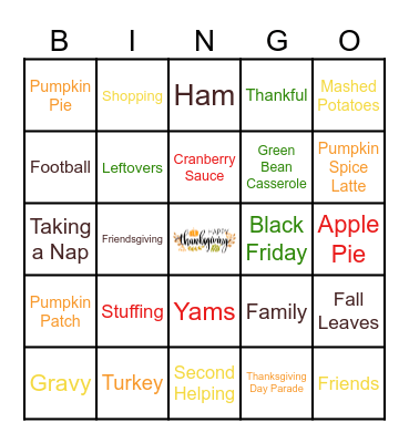 Thanksgiving Bingo Card