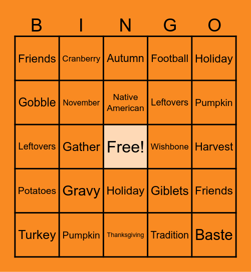 MN PC PASS THANKSGIVING BINGO Card