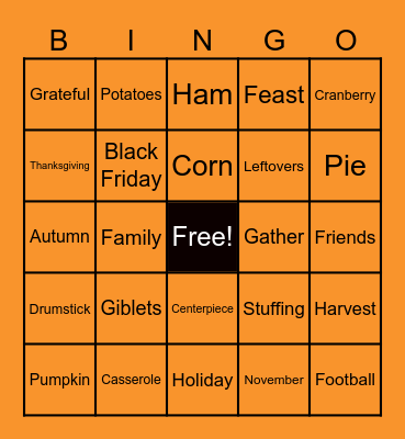 MN PC PASS THANKSVIGING BINGO Card