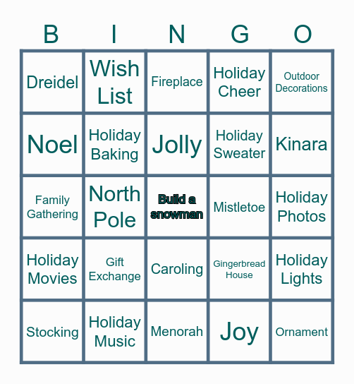 Holiday Bingo Card