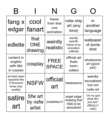 pinterest bingo Card