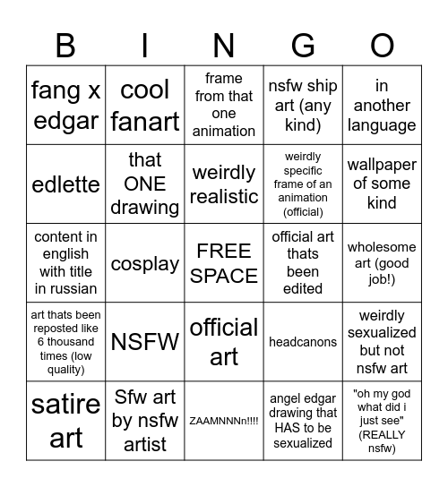 pinterest bingo Card