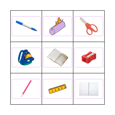 School Supplies Bingo Card