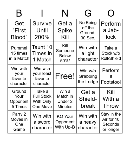 Smash Bingo Card