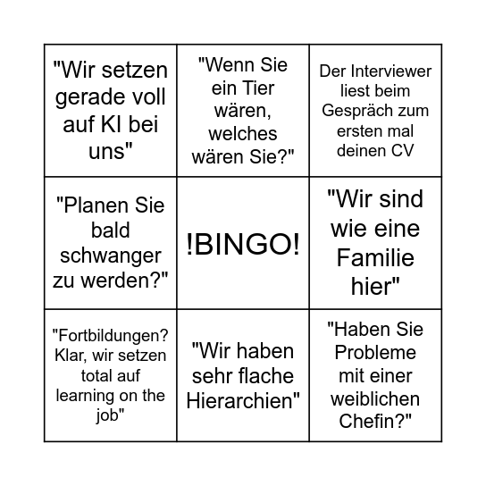 Toxic-JobInterview Bingo Card