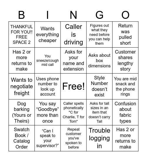 SANMAR BINGO Card