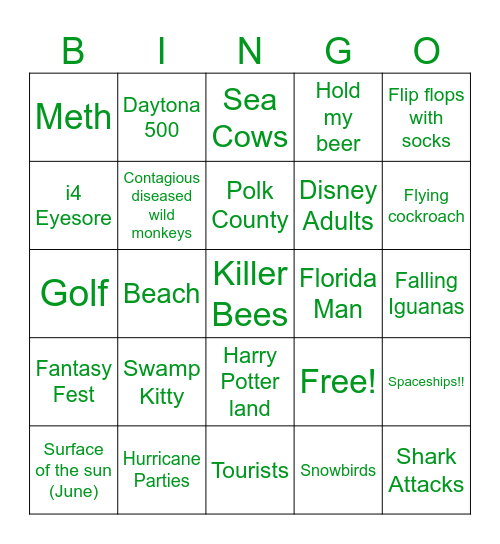 Floriduh Bingo Card