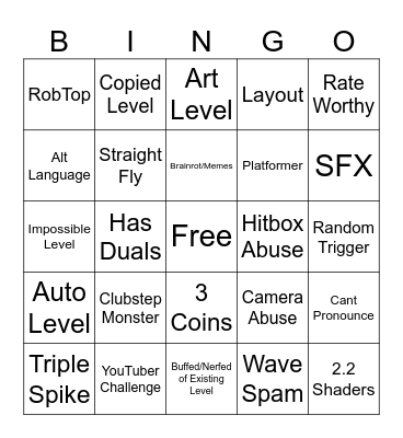 GD Bingo! Bingo Card