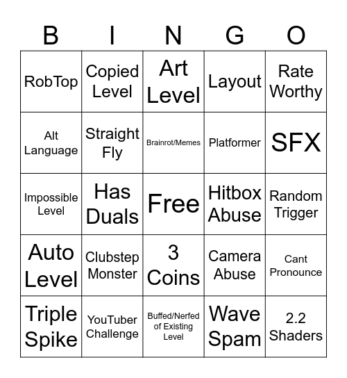 GD Bingo! Bingo Card