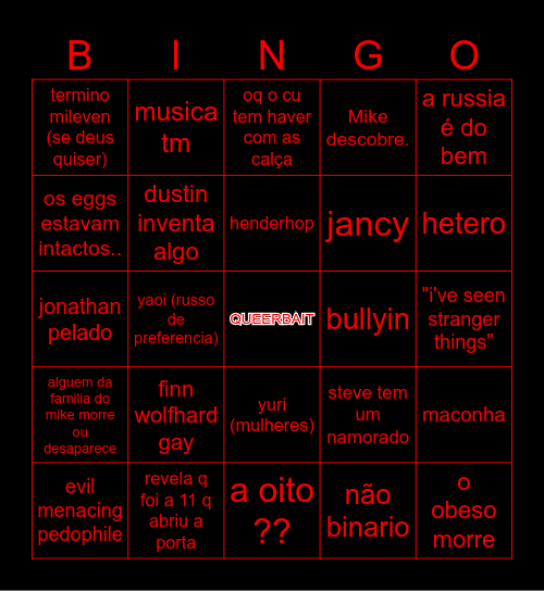 coisas estranhas !!! (os 4 primeiro ep) Bingo Card
