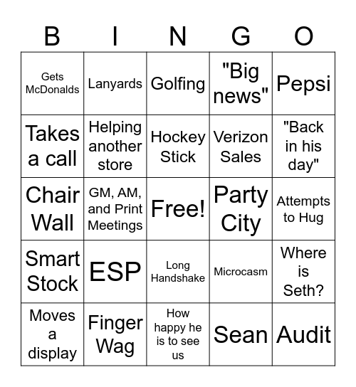 Bobby's Funtime Blaster Bingo Card