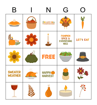 THANKSGIVING BINGO! Bingo Card