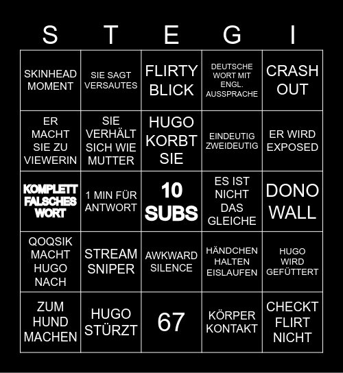 STOCKHOLM SYNDROM BINGO Card