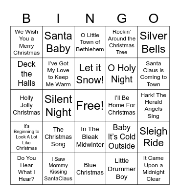Christmas Music Bingo Card