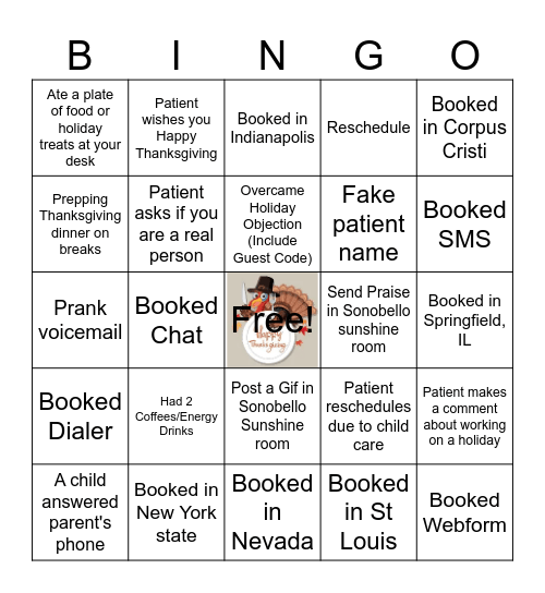 Thanksgiving Bingo Card
