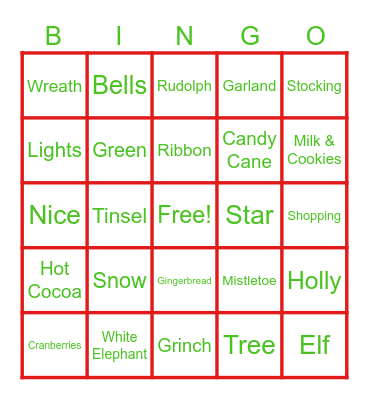 Holiday BINGO! Bingo Card