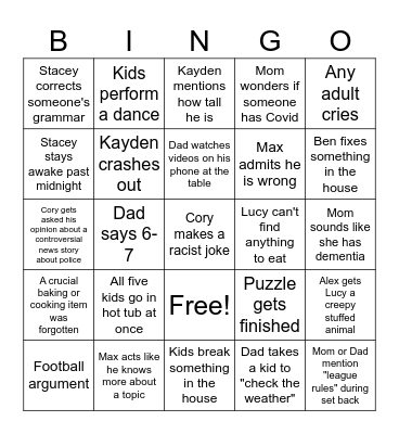 Thanksgiving Bingo Card