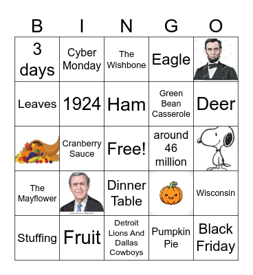 Thanksgiving Bingo Card