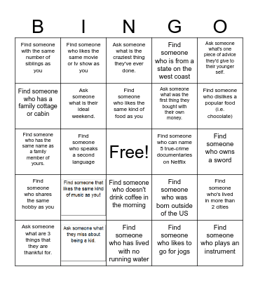 Geo Bingo Card