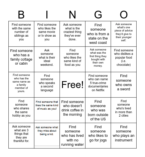 Geo Bingo Card