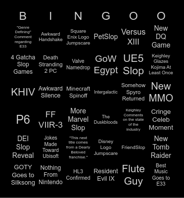 The Keighley Awards Bingo Card