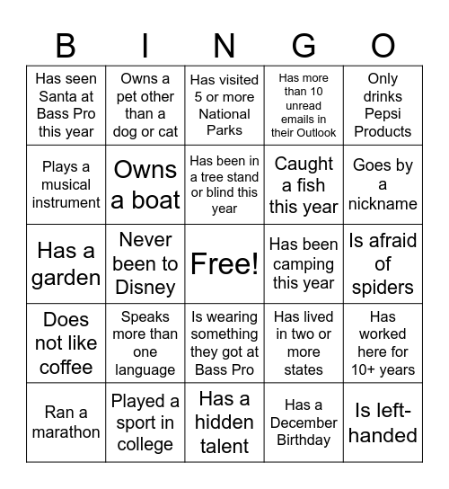 Meet your teammates! Bingo Card