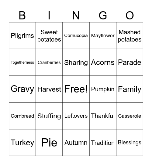 Thanksgiving Bingo Card