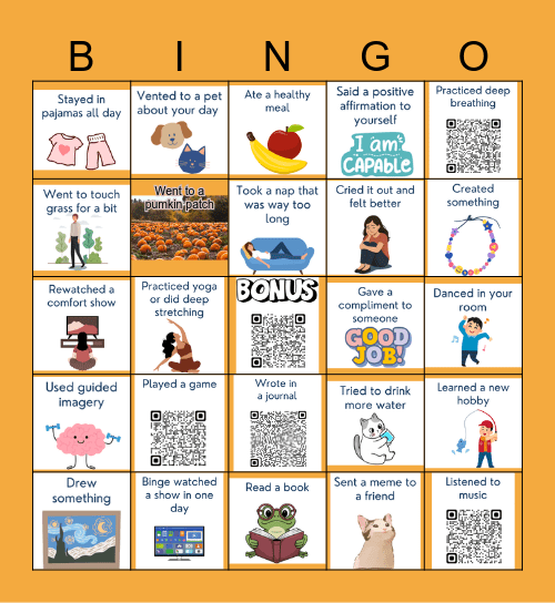 MENTAL HEALTH Bingo Card